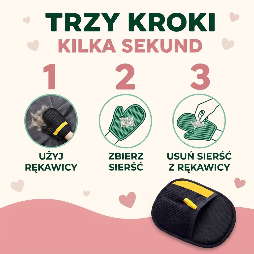 Wielorazowa Rękawica do Usuwania Sierści Psa i Kota